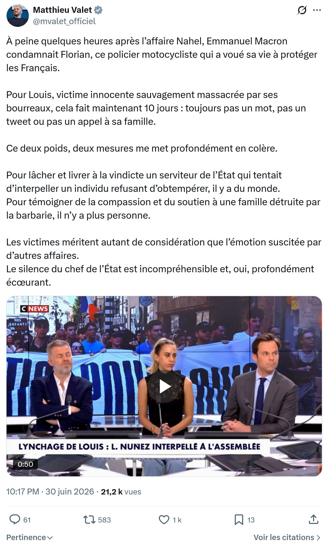 Matthieu Valet: À peine quelques heures après l’affaire Nahel...