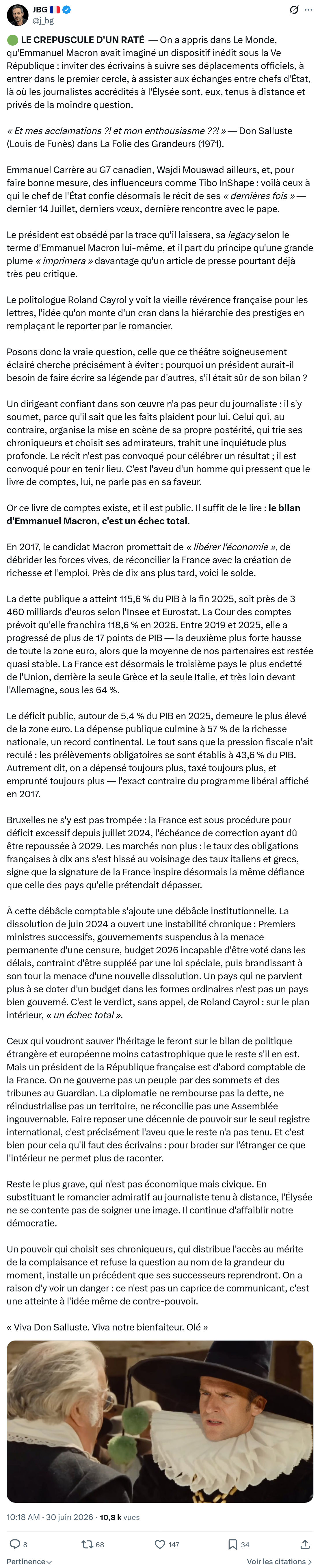 JBG: LE CREPUSCULE D'UN RATÉ...