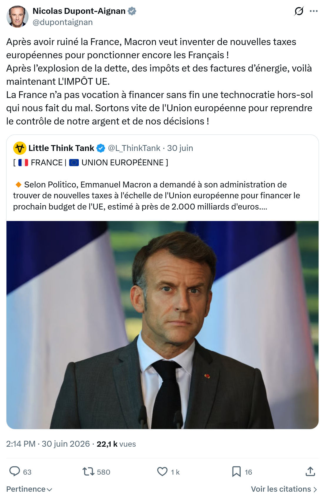 Nicolas Dupont-Aignan: Après avoir ruiné la France...