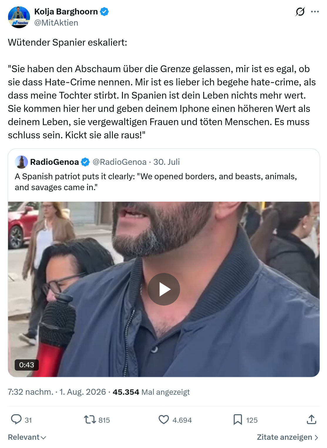 Kolja Barghoorn: Wütender Spanier eskaliert...