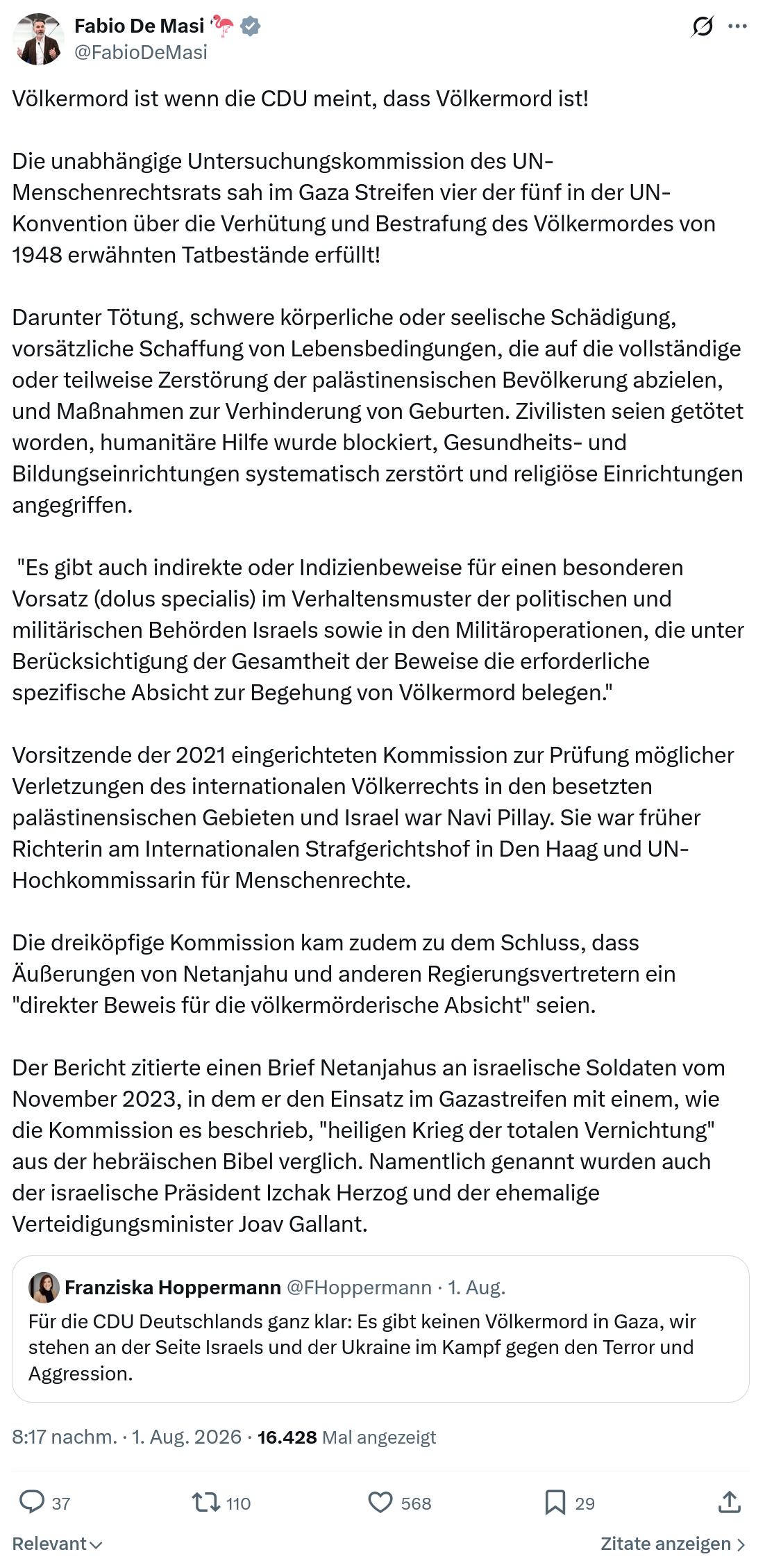 Fabio De Masi: Völkermord ist wenn die CDU meint...