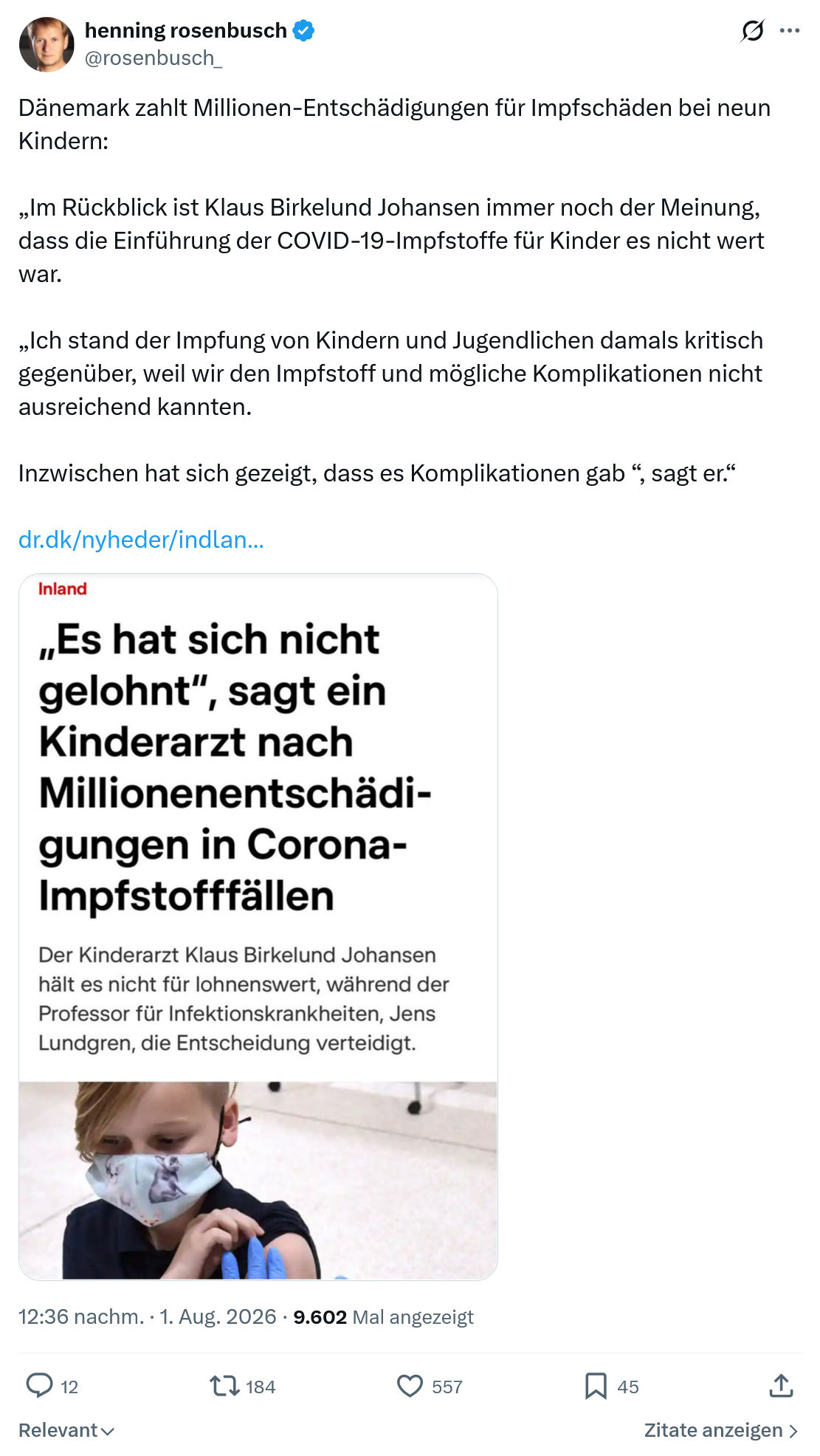 henning rosenbusch: Dänemark zahlt Millionen-Entschädigungen...