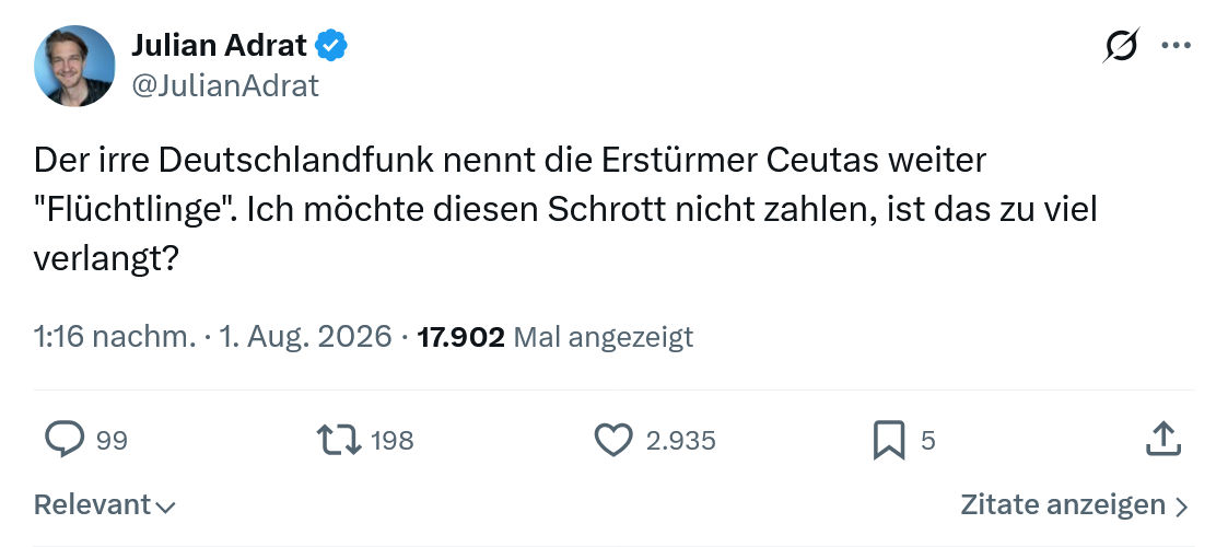 Julian Adrat: Der irre Deutschlandfunk nennt...