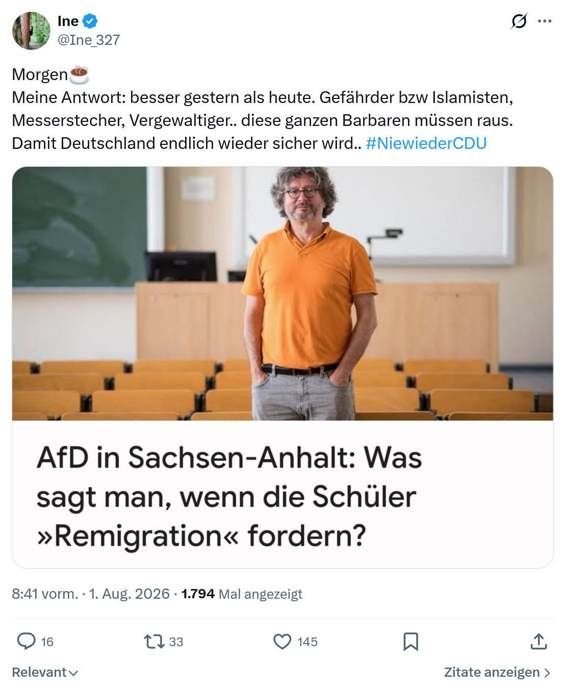 Ine: Meine Antwort...