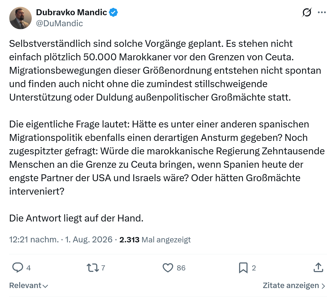 Dubravko Mandic: Selbstverständlich sind solche Vorgänge...