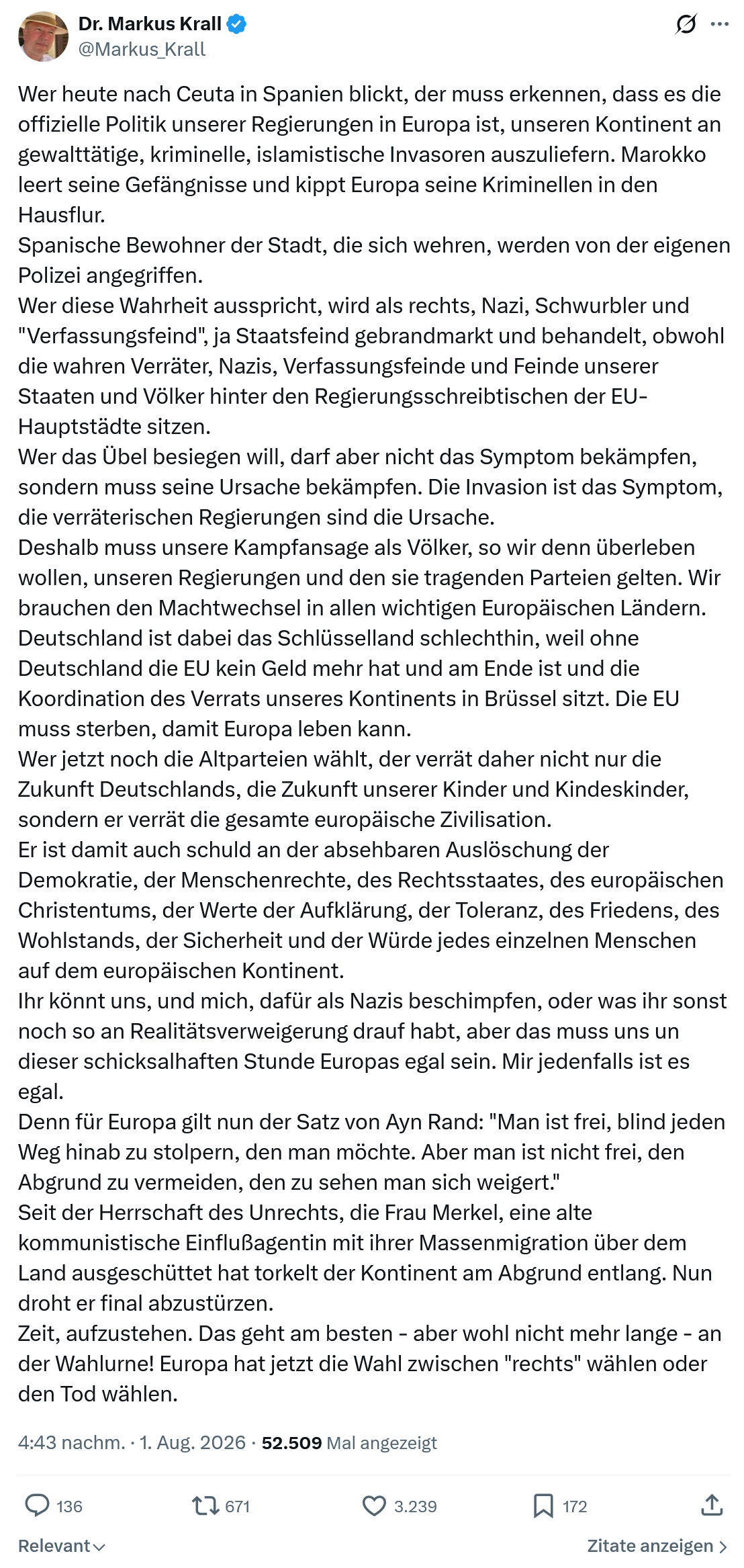 Markus Krall: Wer heute nach Ceuta in Spanien blickt...
