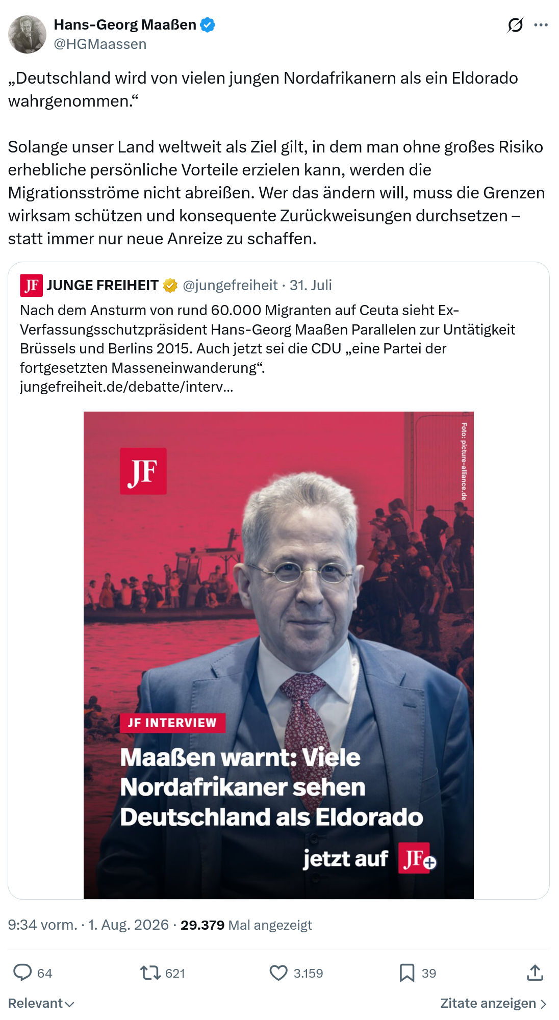 Hans-Georg Maaßen: Deutschland wird von vielen jungen...
