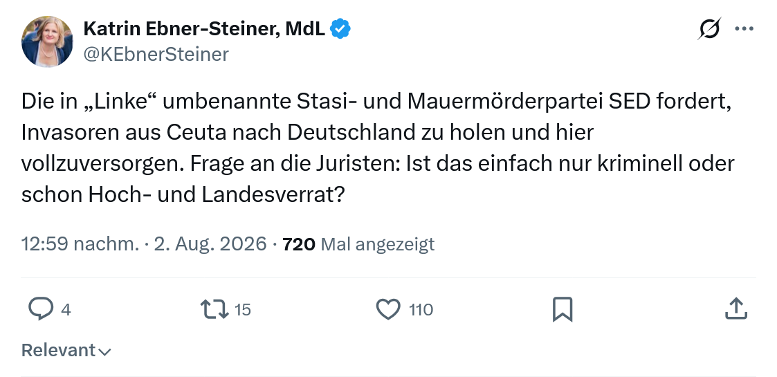 Katrin Ebner-Steiner: Die in „Linke“ umbenannte...