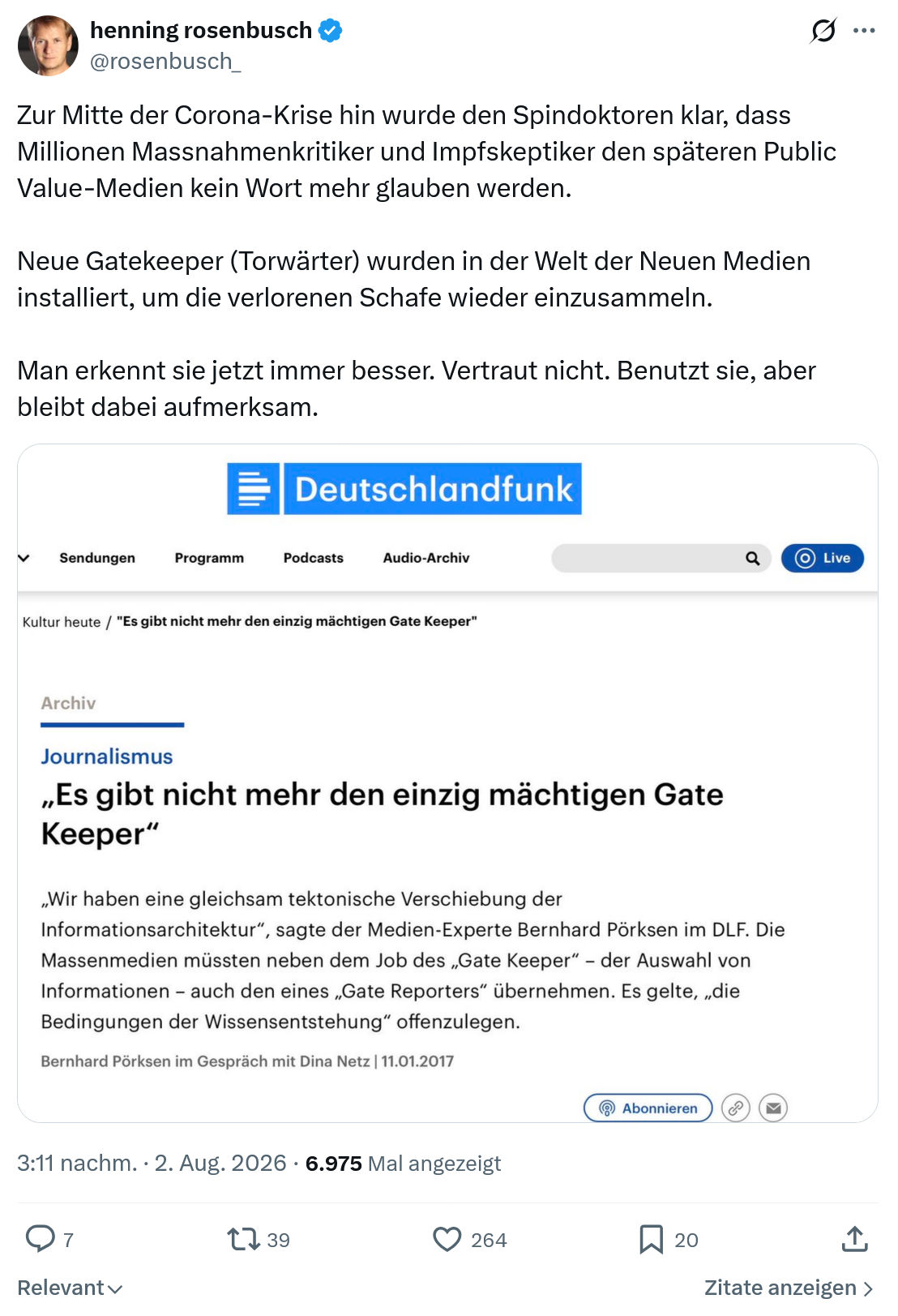 henning rosenbusch: Zur Mitte der Corona-Krise...