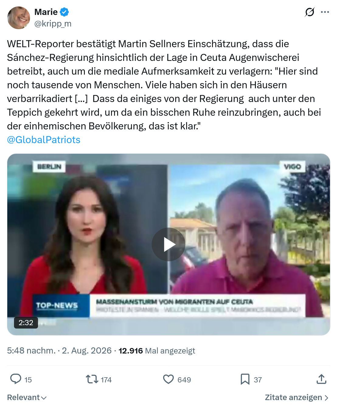 Marie kripp: WELT-Reporter bestätigt...