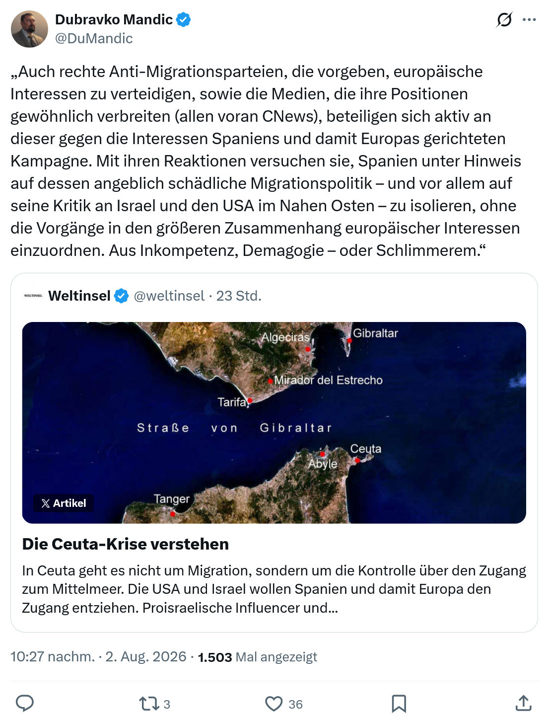 Dubravko Mandic: Auch rechte Anti-Migrationsparteien...