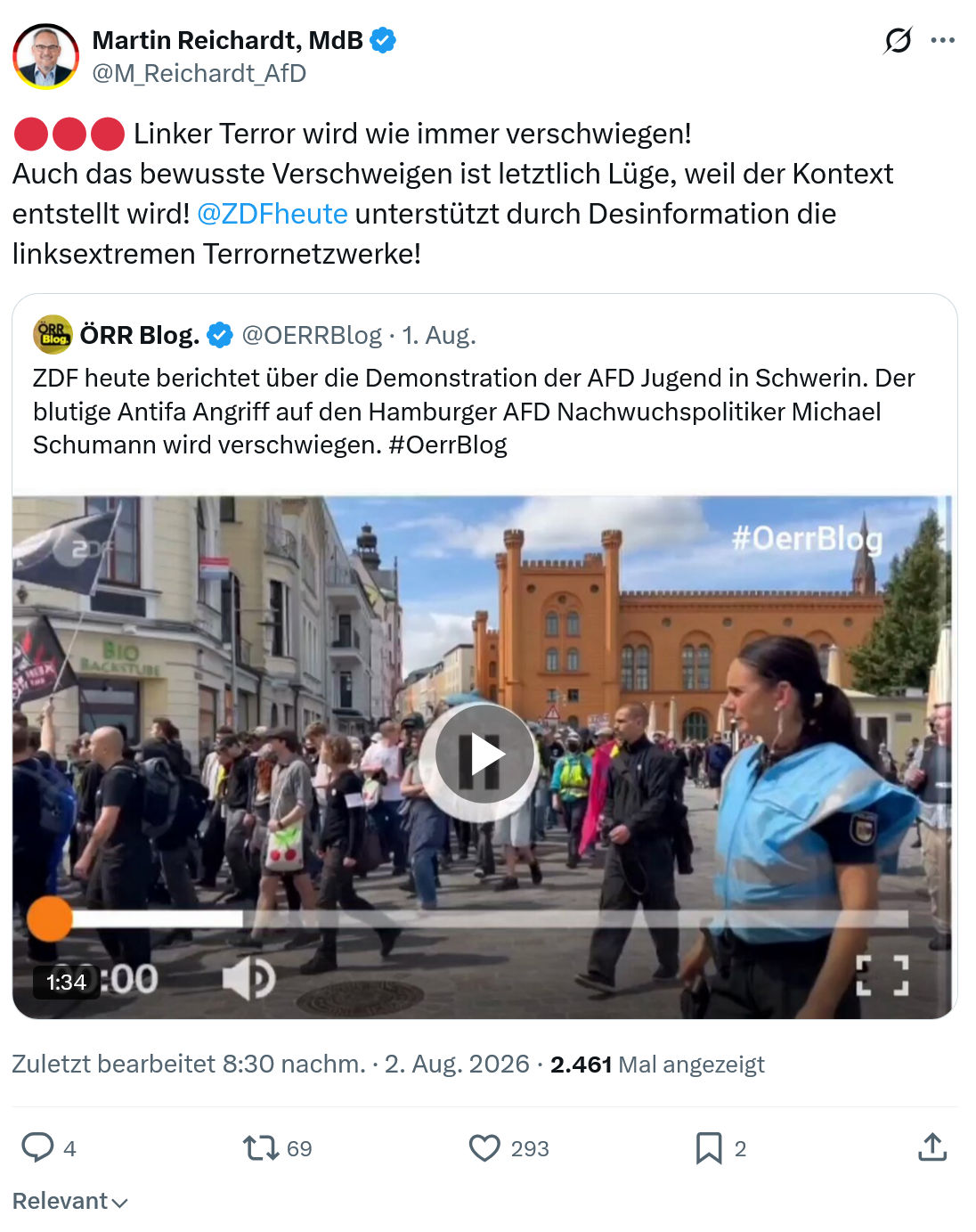 Martin Reichardt: Linker Terror wird wie immer verschwiegen...