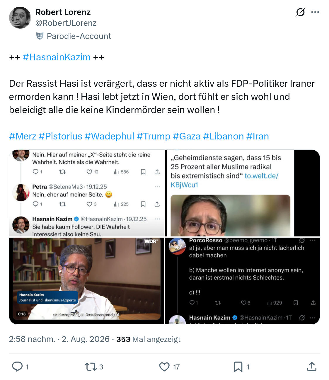 Robert Lorenz: #HasnainKazim...