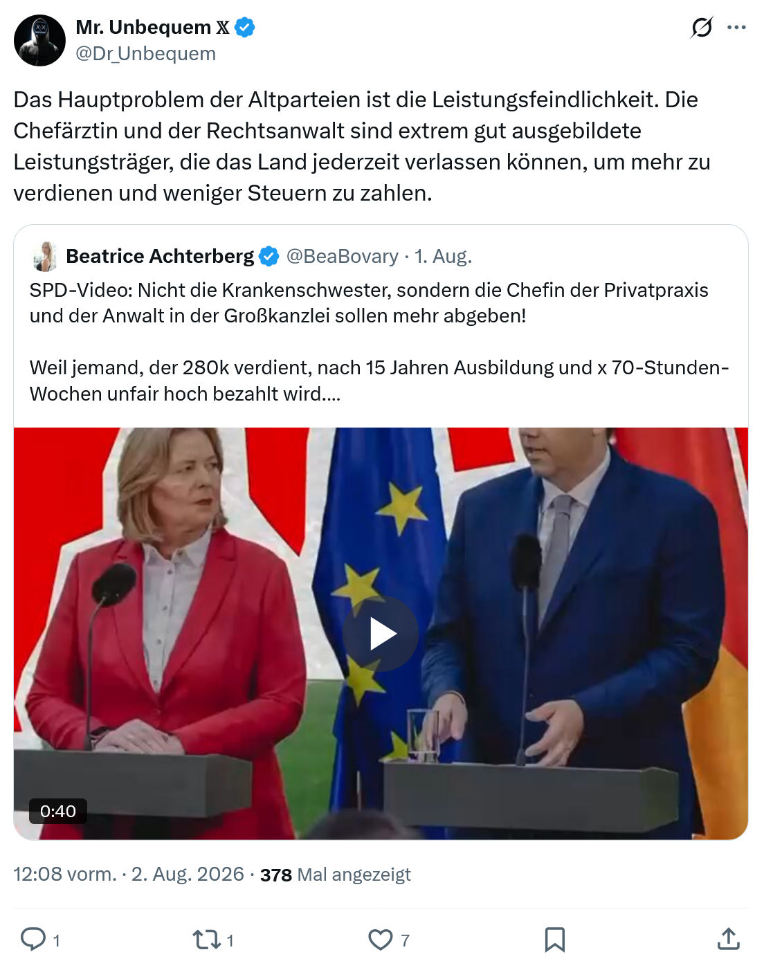 Mr. Unbequem: Das Hauptproblem der Altparteien...