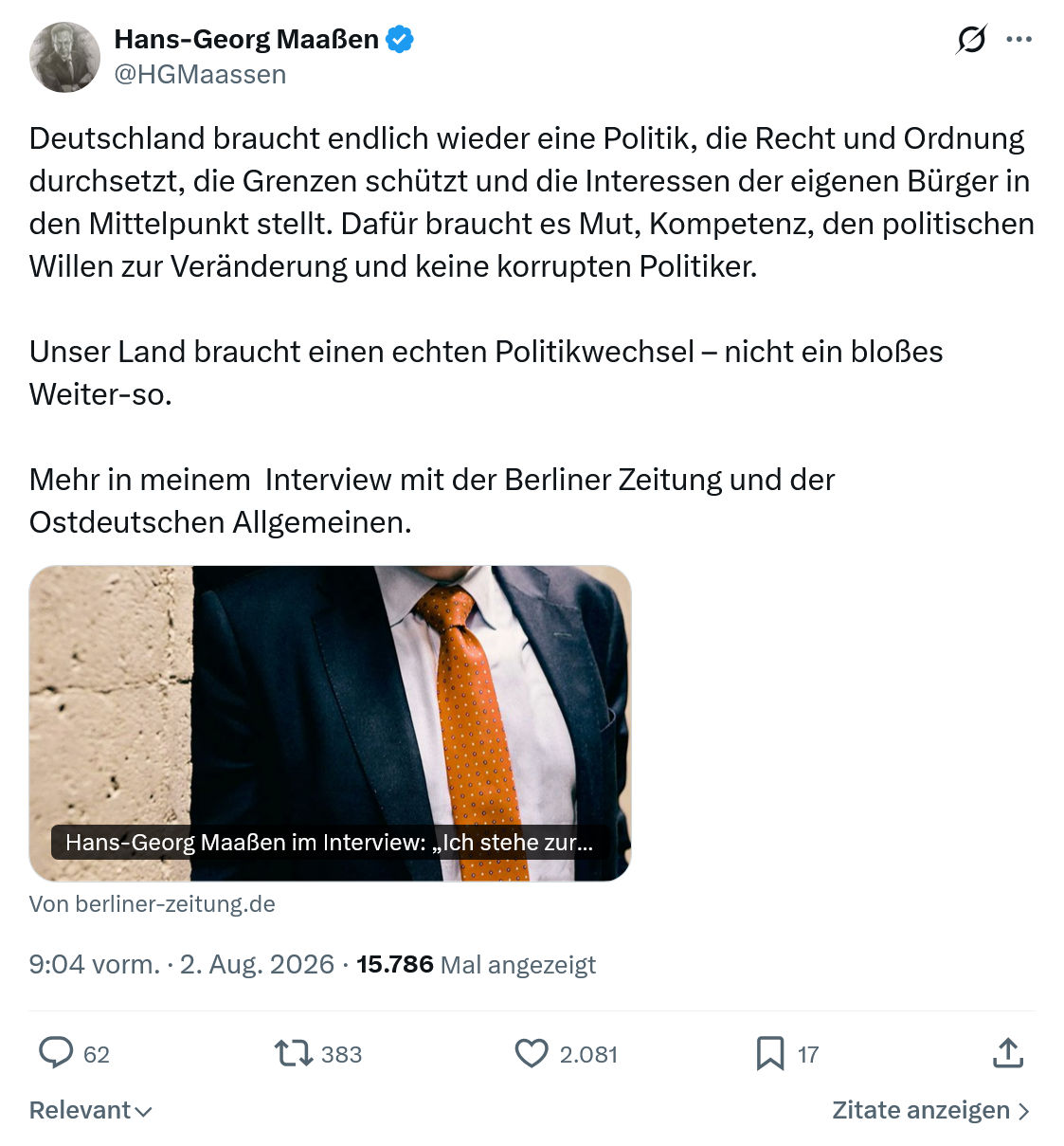 Hans-Georg Maaßen: Deutschland braucht endlich...