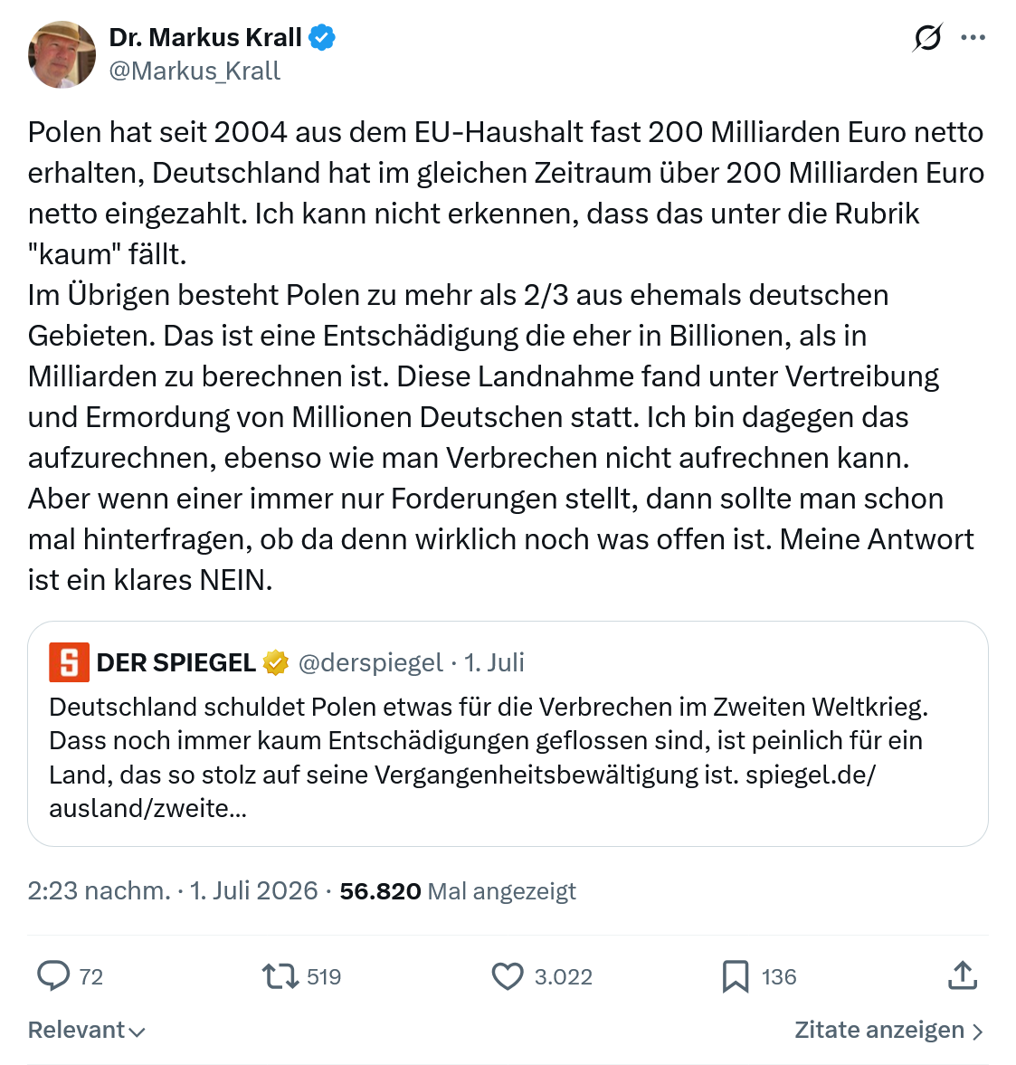 Markus Krall: Polen hat seit 2004 aus dem EU-Haushalt...