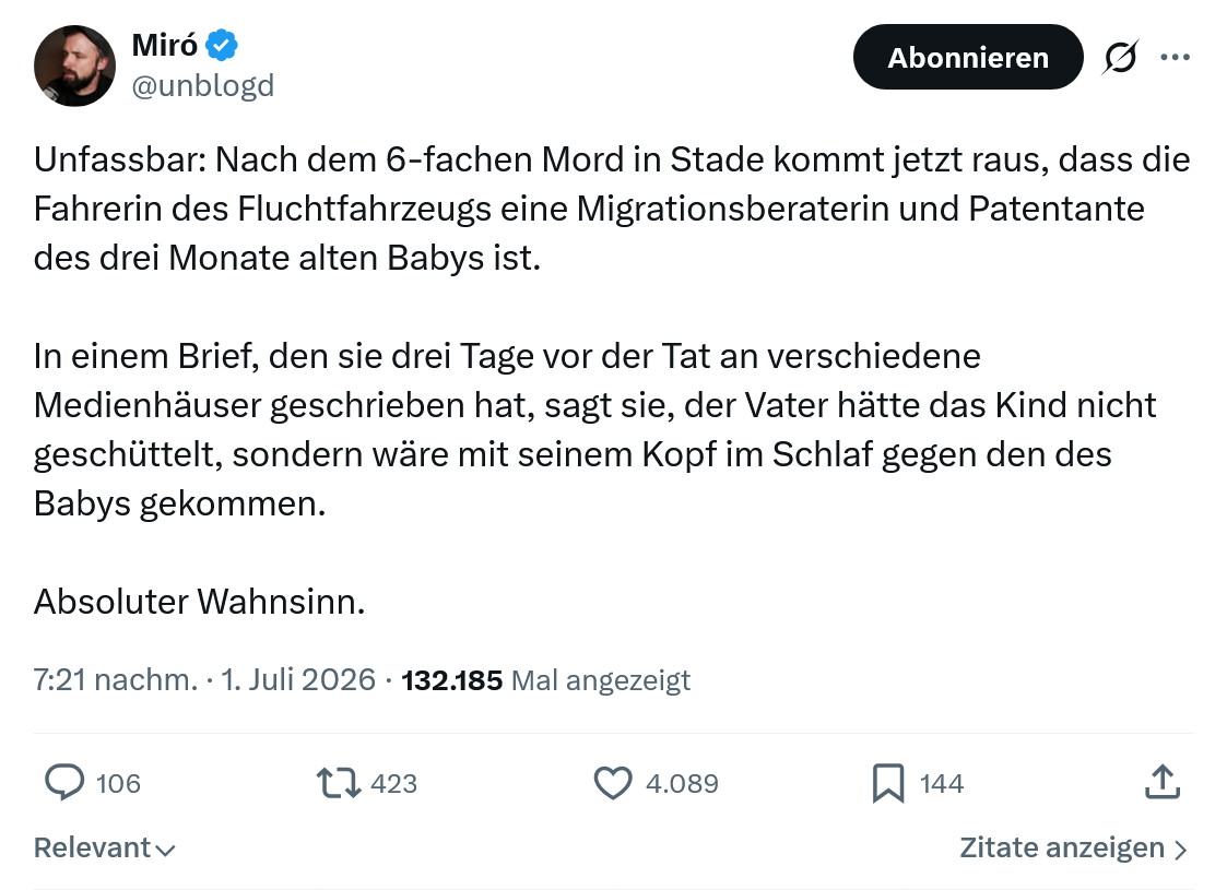 Miro Wolsfeld: Unfassbar: Nach dem 6-fachen Mord...