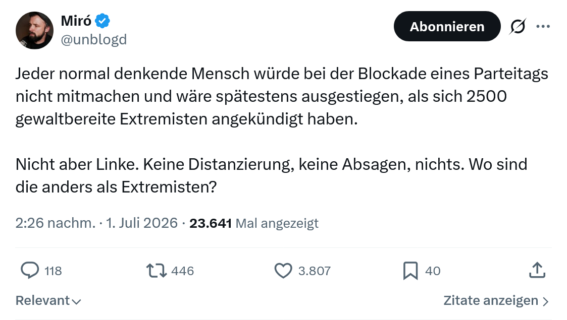 Miro Wolsfeld: Jeder normal denkende Mensch...