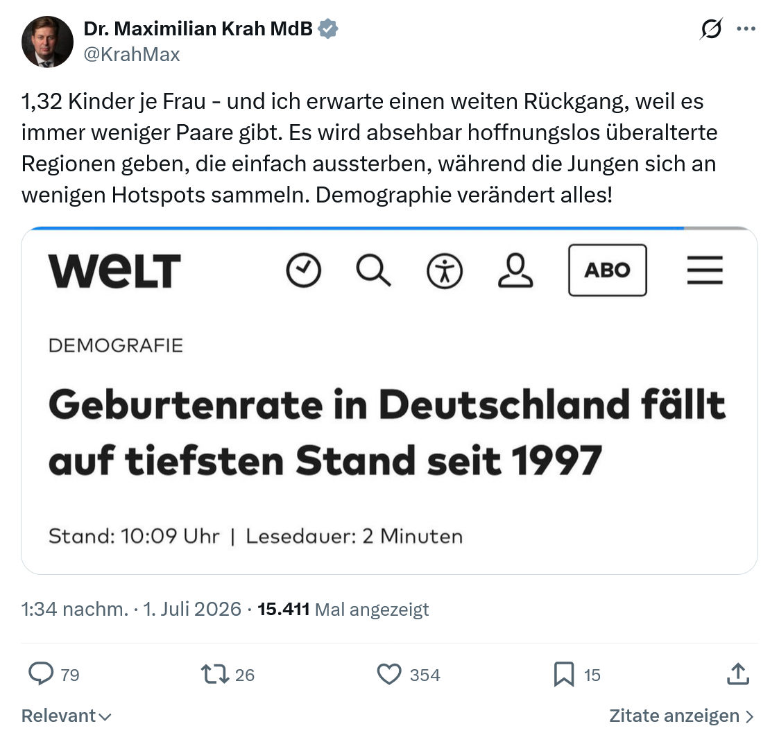 Maximilian Krah: 1,32 Kinder je Frau...