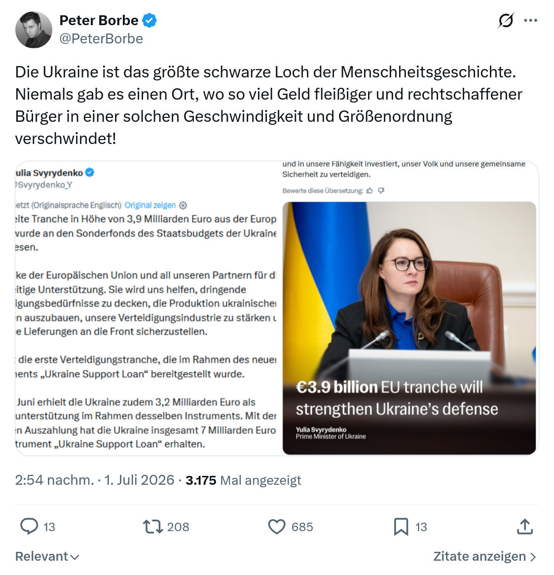 Peter Borbe: Die Ukraine ist das größte...