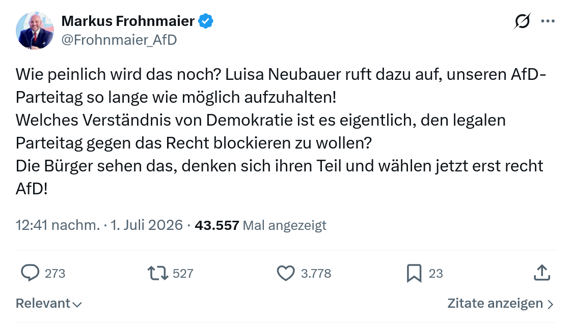 Markus Frohnmaier: Wie peinlich wird das noch?...