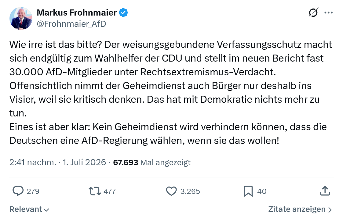 Markus Frohnmaier: Wie irre ist das bitte?...