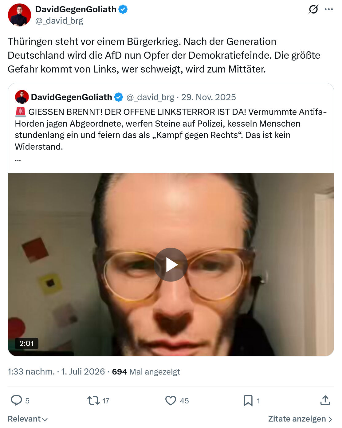 David Gegen Goliath: Thüringen steht vor einem Bürgerkrieg...