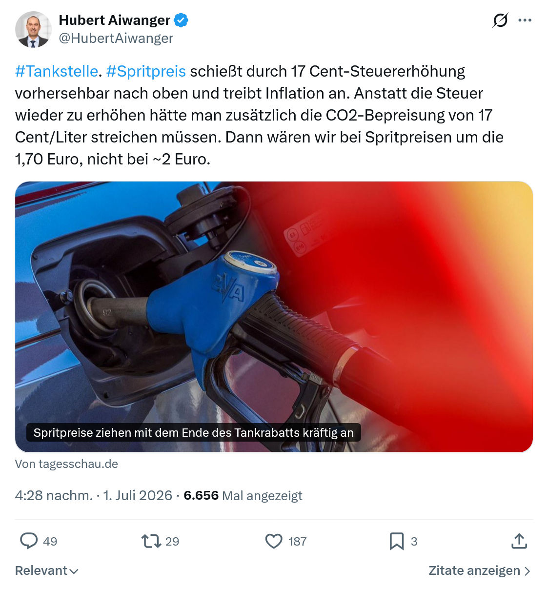 Hubert Aiwanger: #Tankstelle...