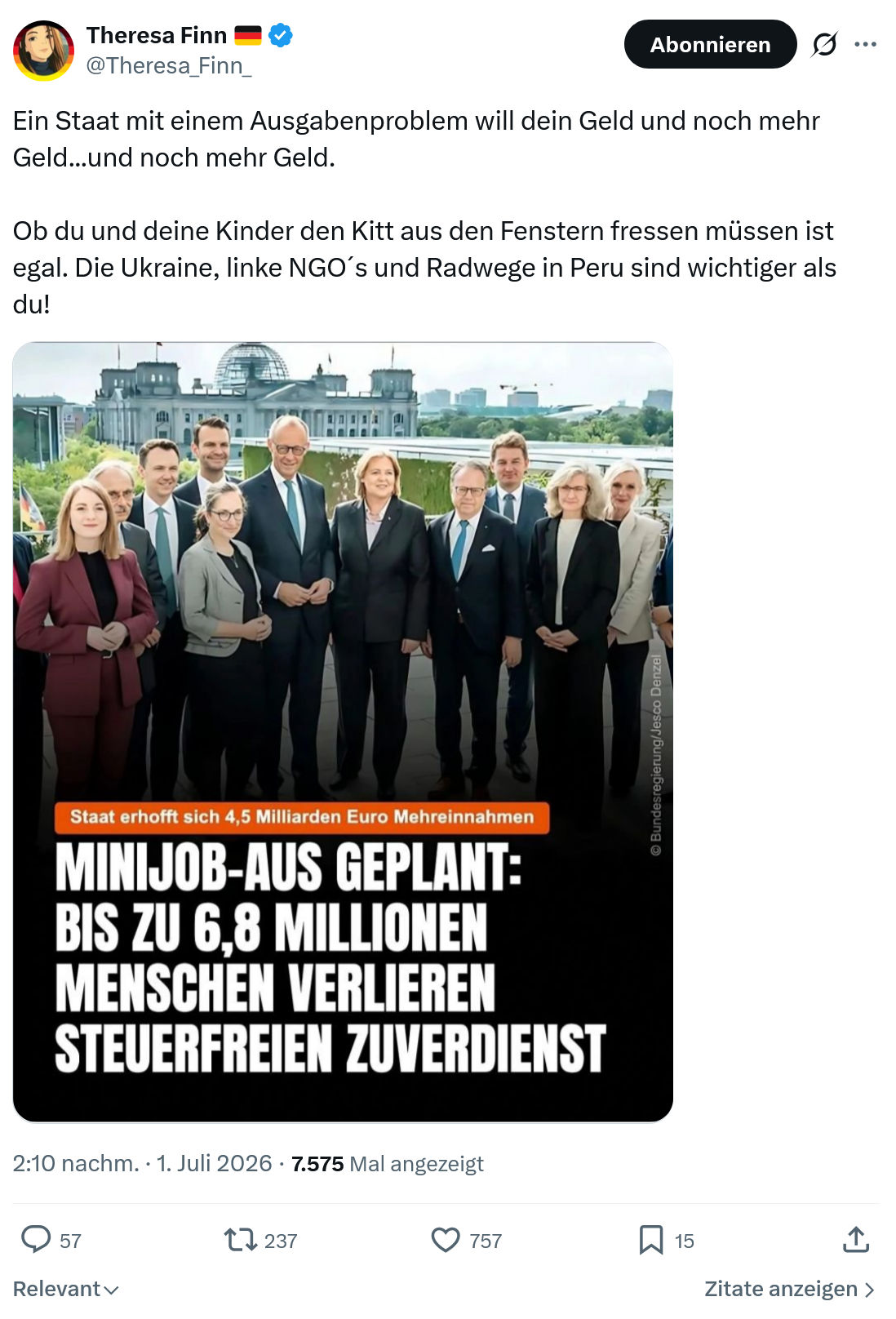 Theresa Finn: Ein Staat mit einem Ausgabenproblem...