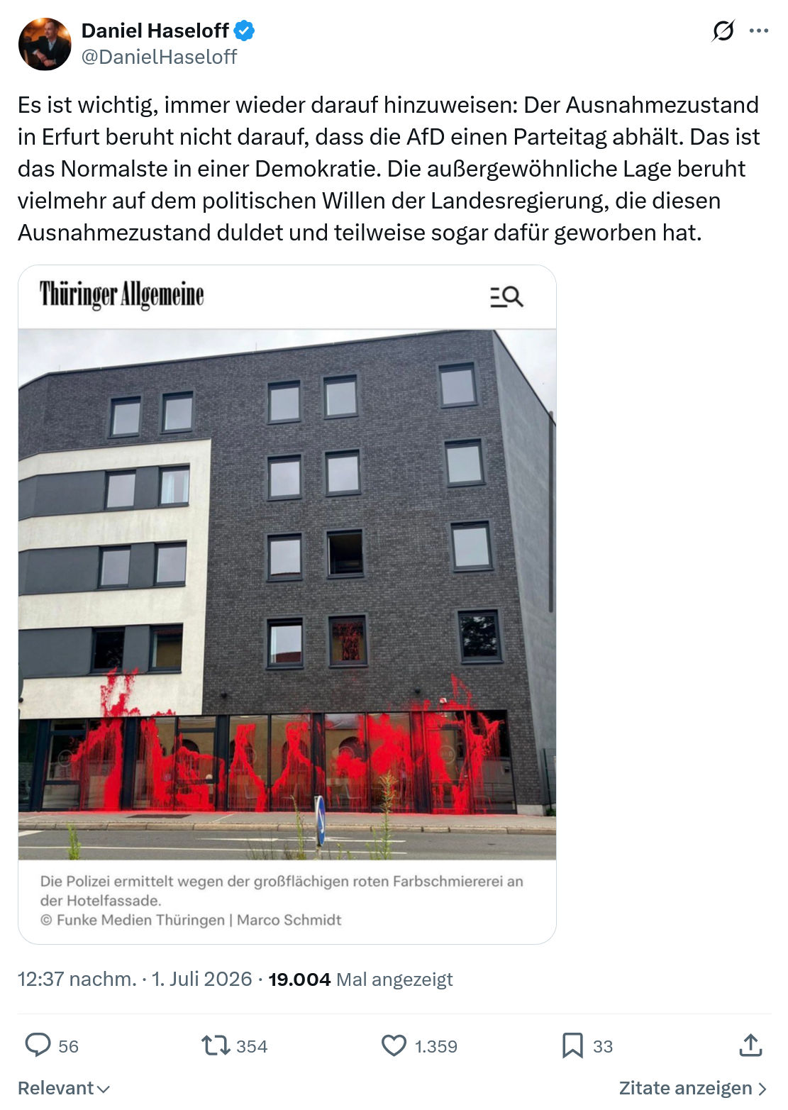 Daniel Haseloff: Es ist wichtig, immer wieder darauf hinzuweisen...