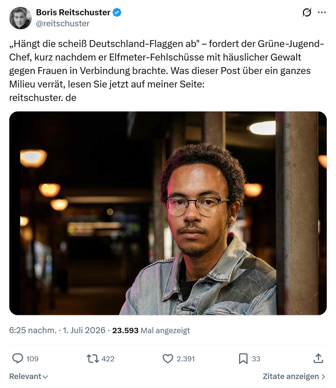 Boris Reitschuster: Hängt die scheiß Deutschland-Flaggen ab...