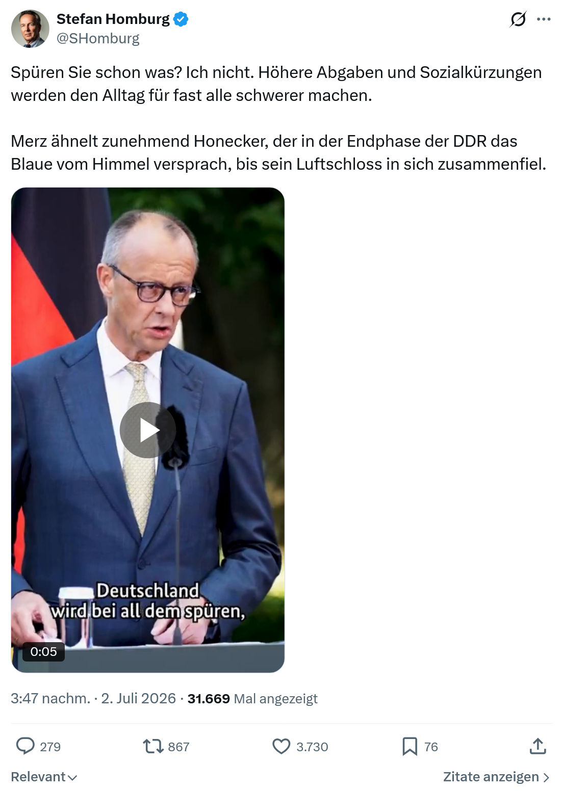 Stefan Homburg: Spüren Sie schon was?...