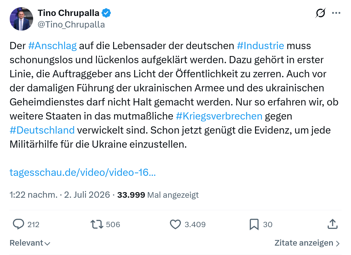 Tino Chrupalla: Der #Anschlag auf die Lebensader...