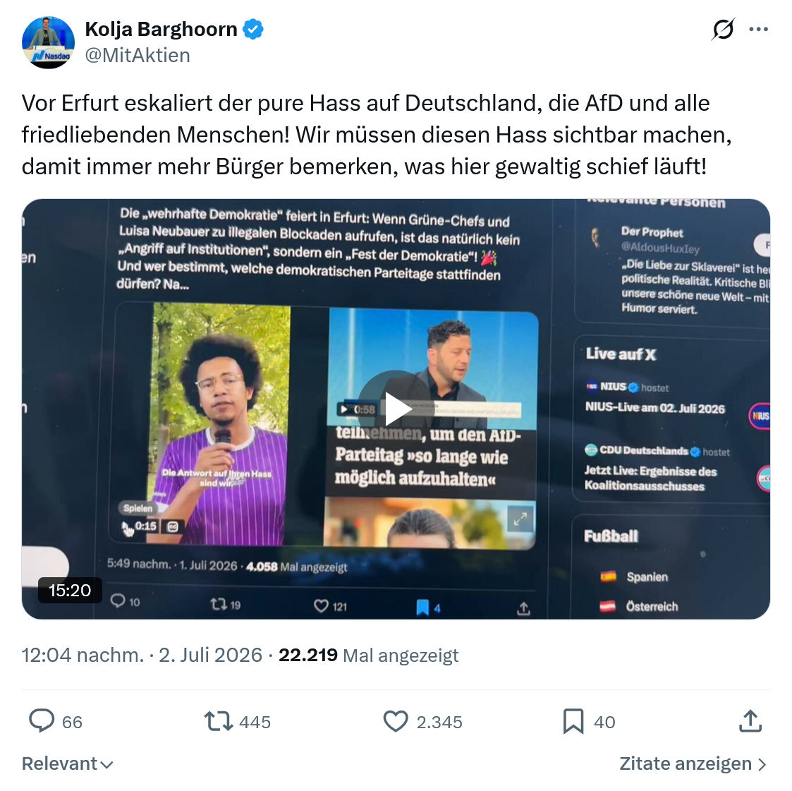 Kolja Barghoorn: Vor Erfurt eskaliert der pure...