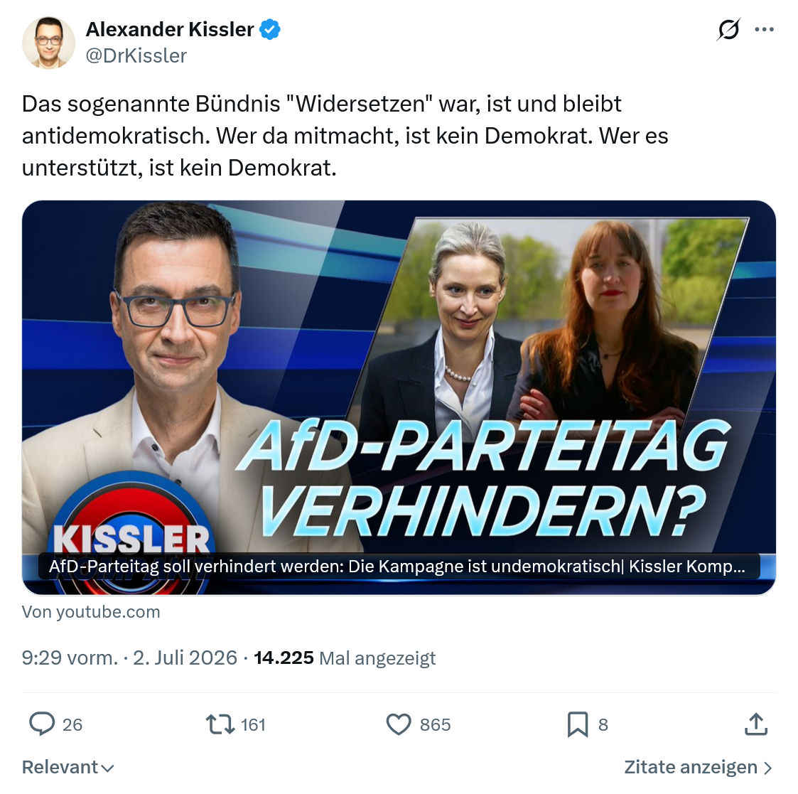 Alexander Kissler: Das sogenannte Bündnis "Widersetzen"...