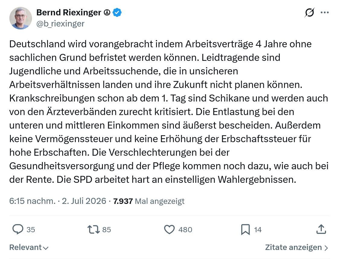 Bernd Riexinger: Deutschland wird vorangebracht...