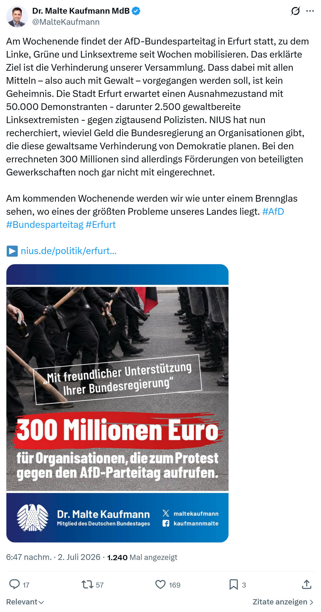 Malte Kaufmann: Am Wochenende findet der AfD-Bundesparteitag...