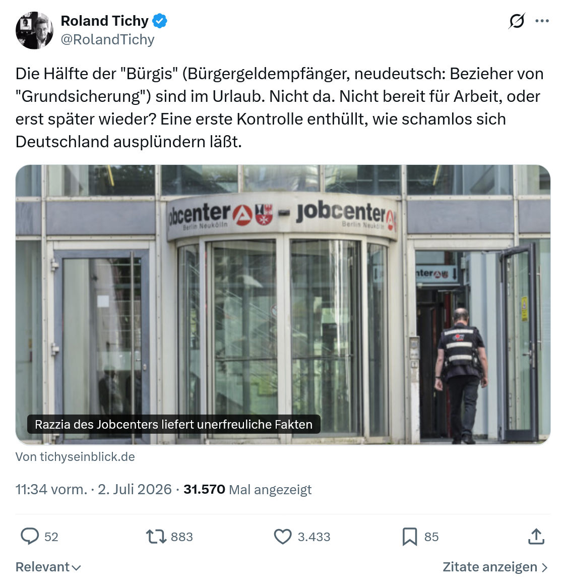 Roland Tichy: Die Hälfte der "Bürgis"...