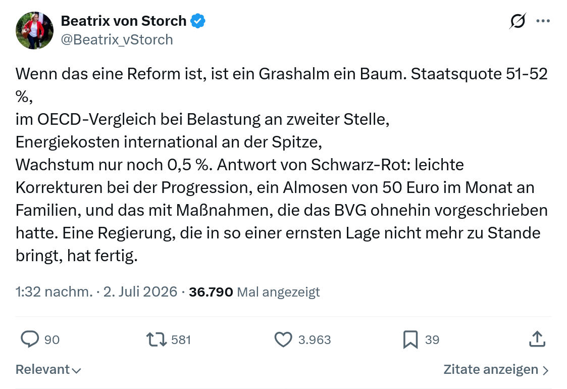 Beatrix von Storch: Wenn das eine Reform ist...