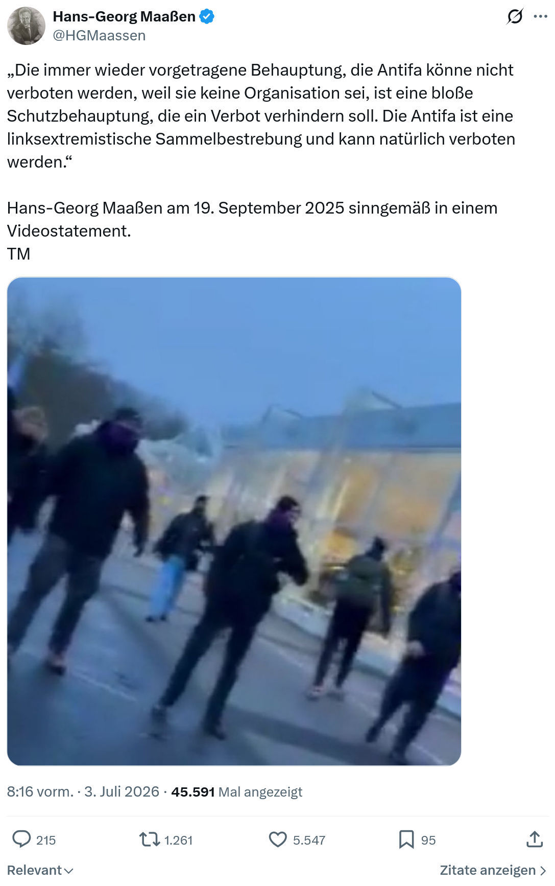 Hans-Georg Maaßen: Die immer wieder vorgetragene Behauptung...