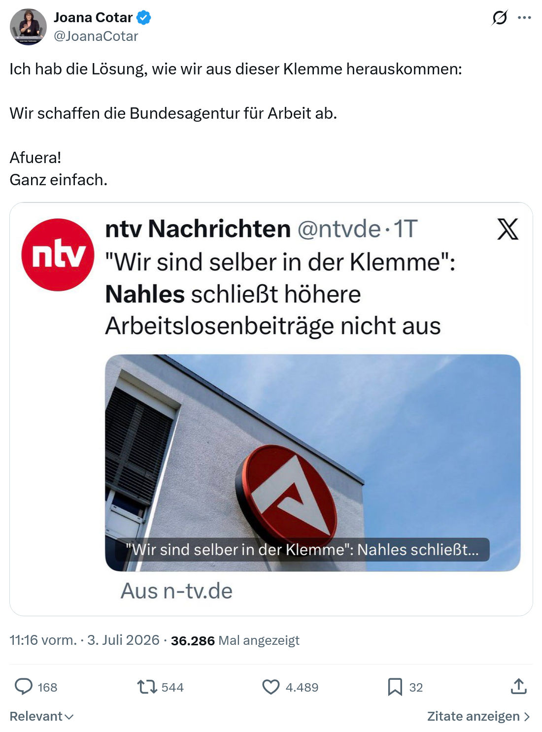 Joana Cotar: Ich hab die Lösung...
