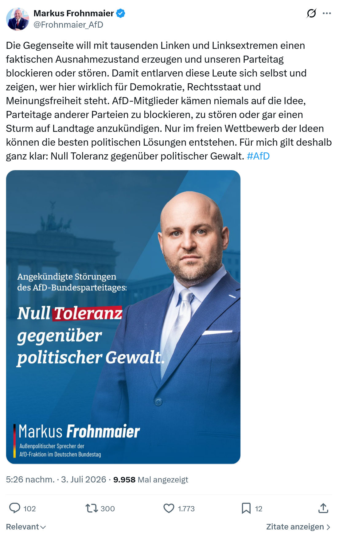 Markus Frohnmaier: Die Gegenseite will mit tausenden...