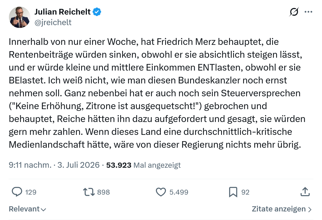 Julian Reichelt: Innerhalb von nur einer Woche...