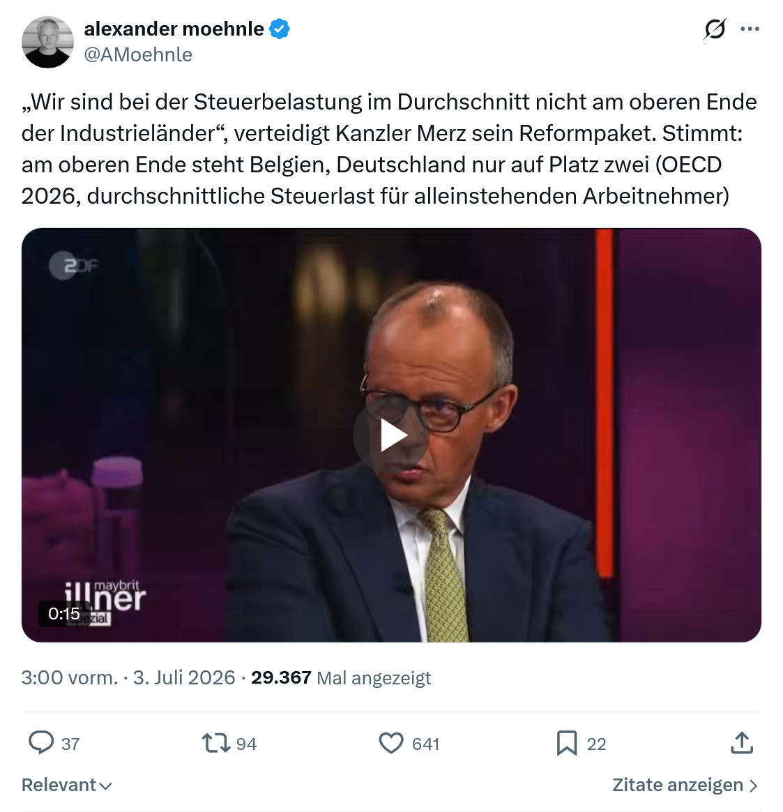 Alexander Moehnle: Wir sind bei der Steuerbelastung im Durchschnitt...