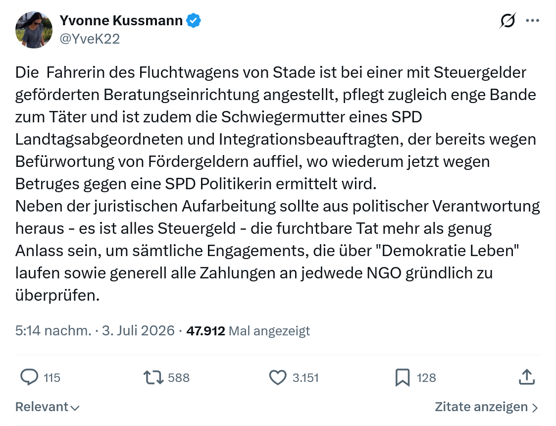Yvonne Kussmann: Die Fahrerin des Fluchtwagens von Stade...