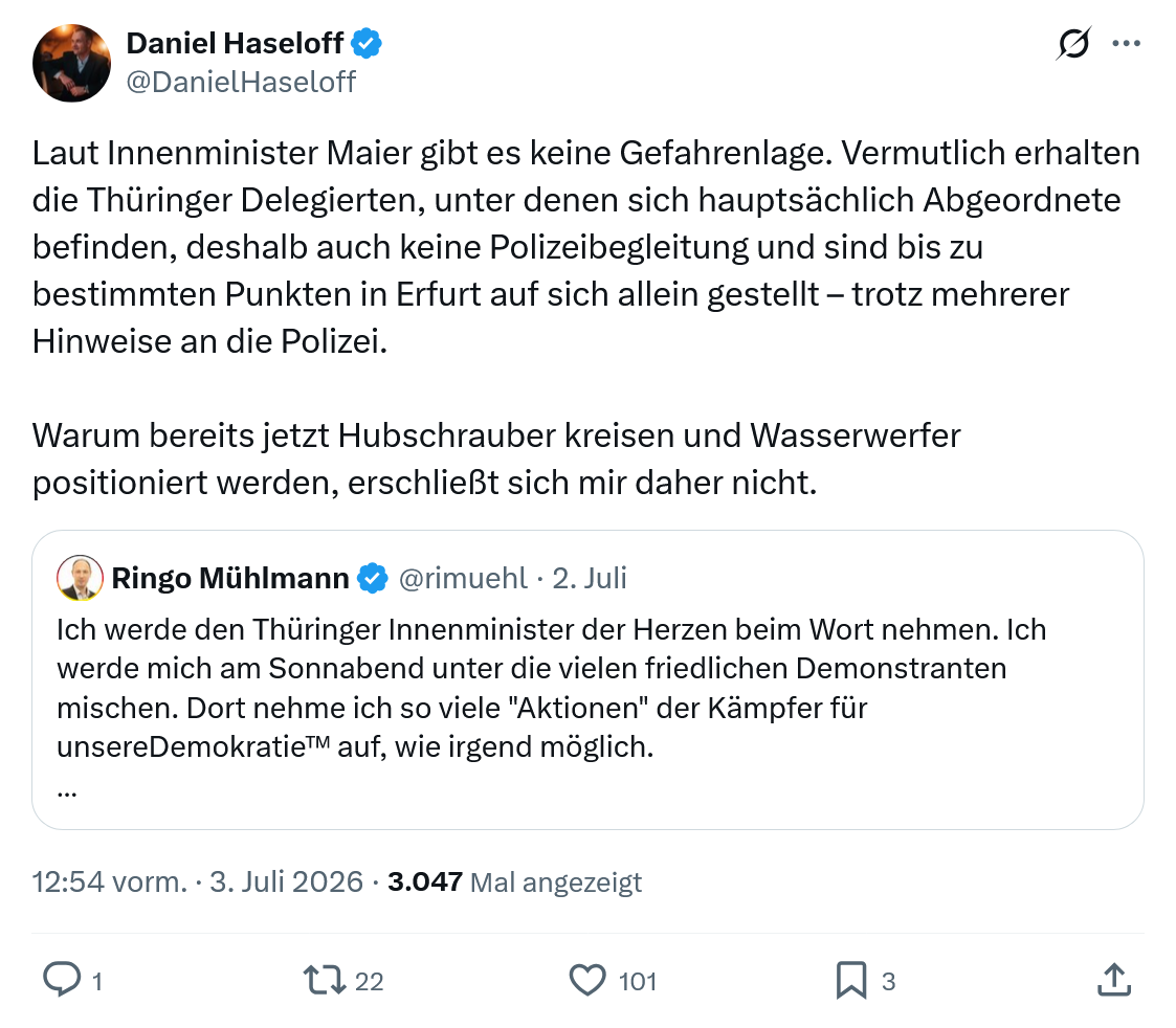 Daniel Haseloff: Laut Innenminister Maier gibt es keine Gefahrenlage...