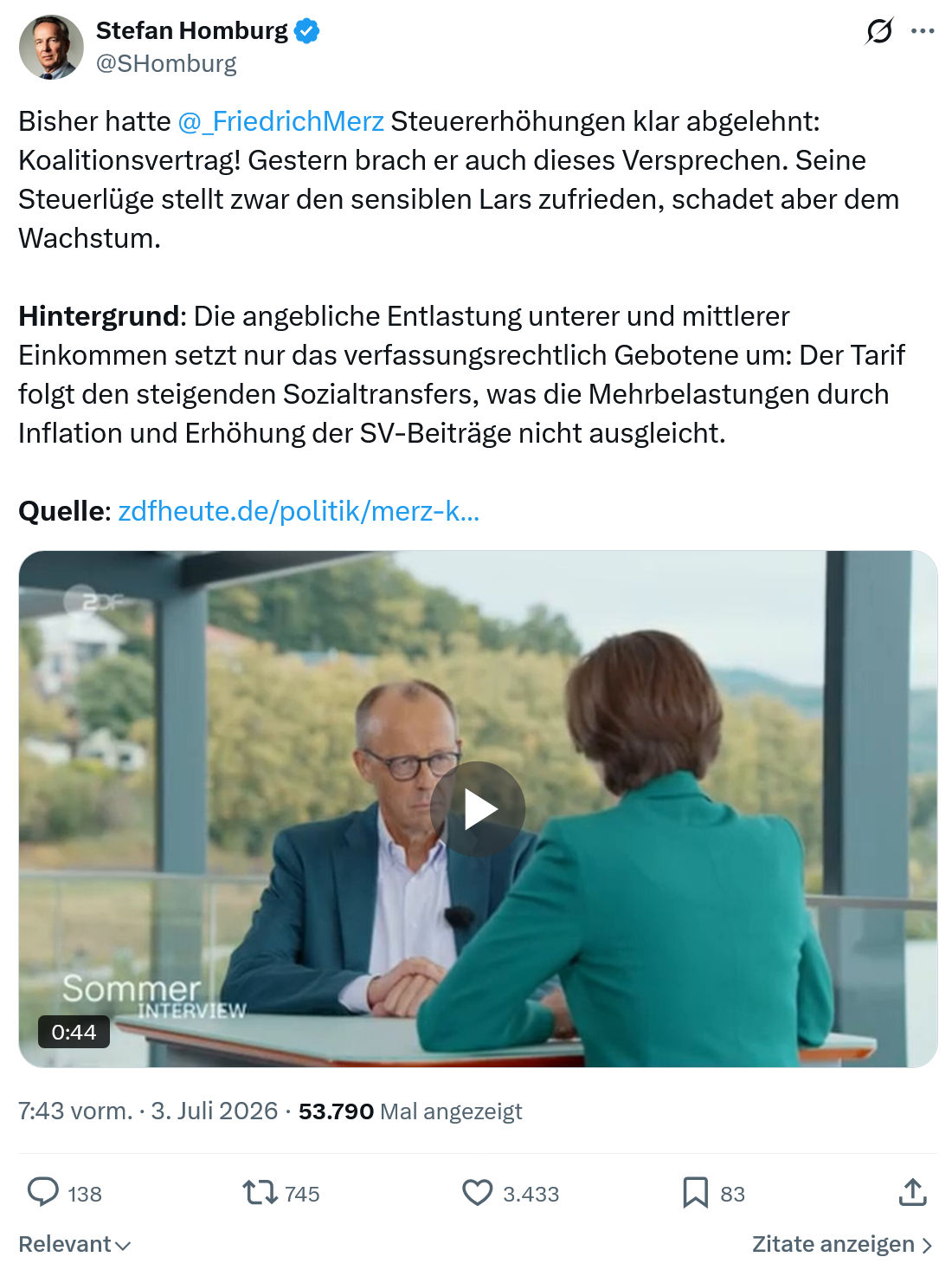 Stefan Homburg: Bisher hatte @_FriedrichMerz...