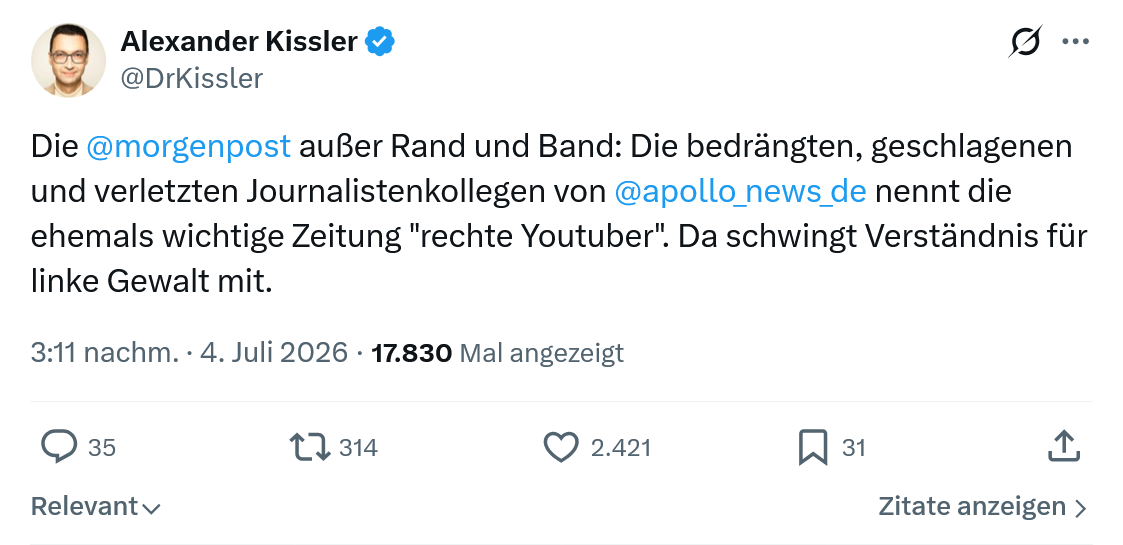 Alexander Kissler: Die @morgenpost außer Rand und Band...