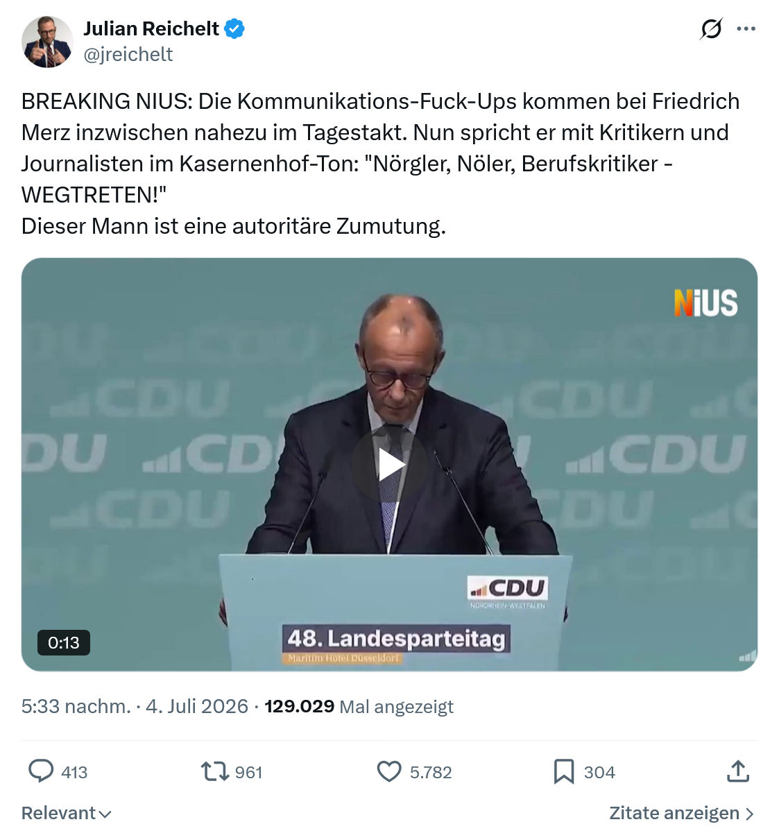 Julian Reichelt: BREAKING NIUS...