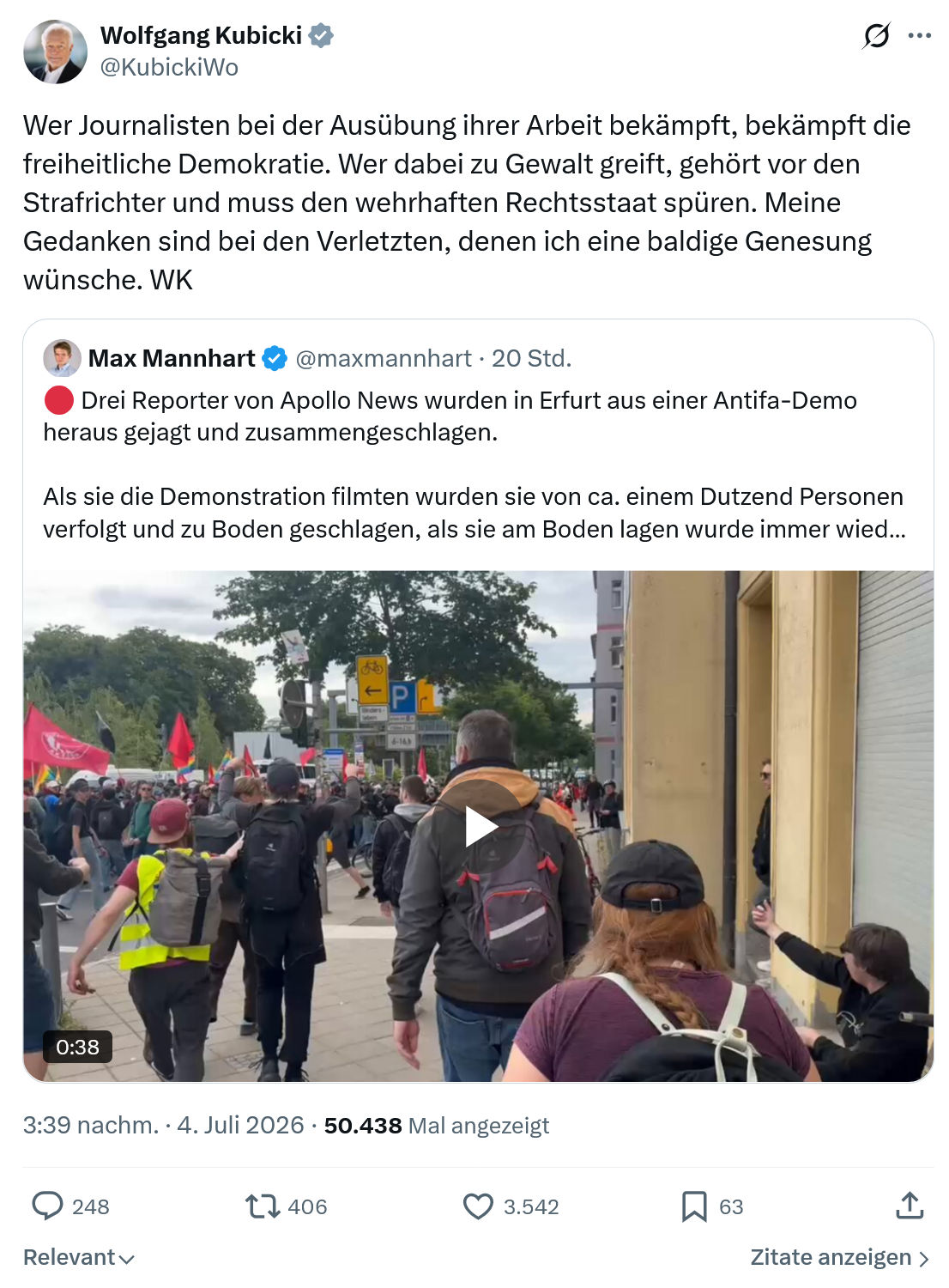 Wolfgang Kubicki: Wer Journalisten bei der Ausübung...